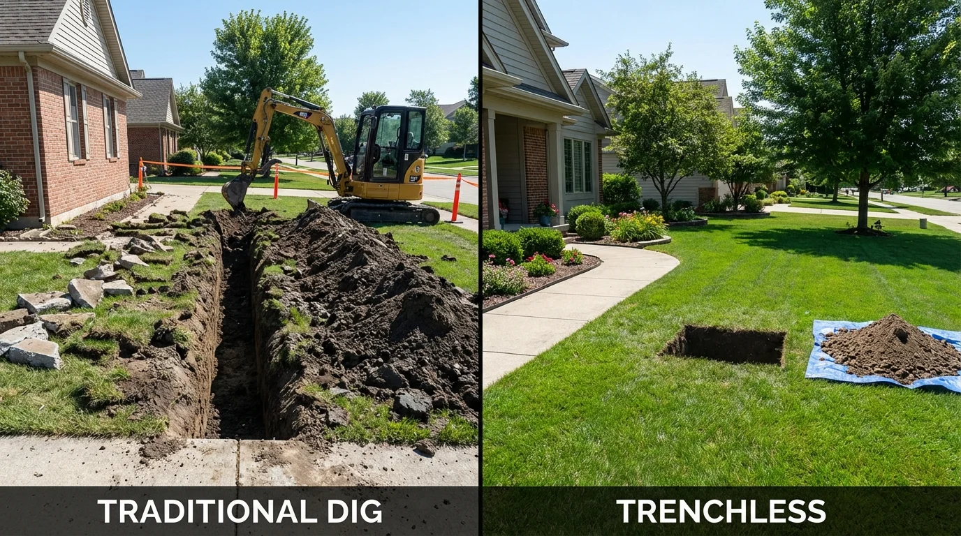Trenchless sewer repair with minimal yard damage versus traditional excavation in Dade City, FL
